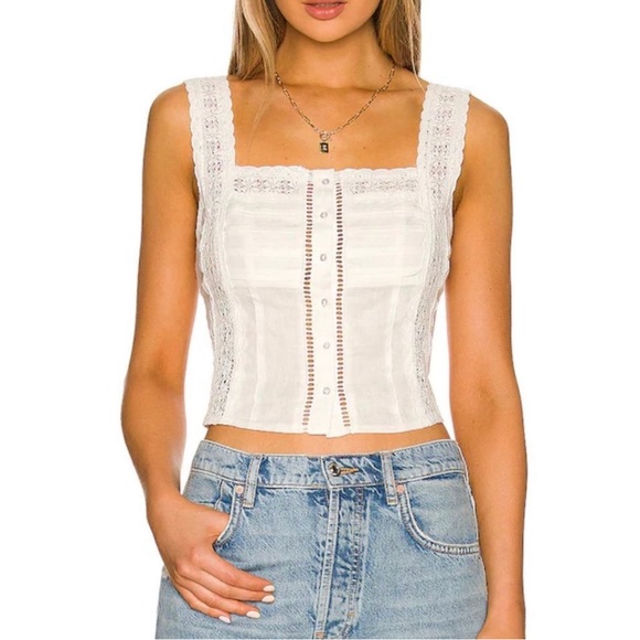 Maggie Lace Linen Tank Top